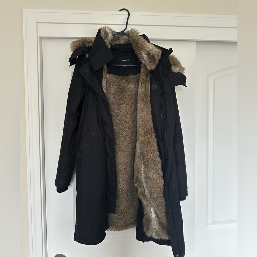 Aritzia faux fur lined down jacket